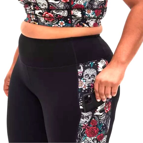 New Torrid💀Black Tattoo Leggings w/Side-Pockets, Active Collection Size 2x - Picture 1 of 15